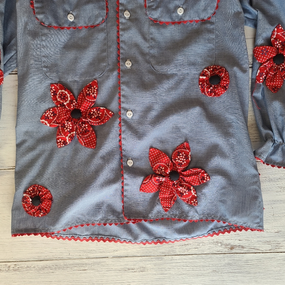 Vintage Big Mac Patchwork Small Top With Flower B… - image 3